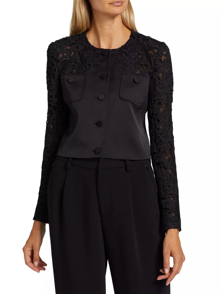 Generation Love Cortez Lace-Trimmed Satin Crop Jacket 3