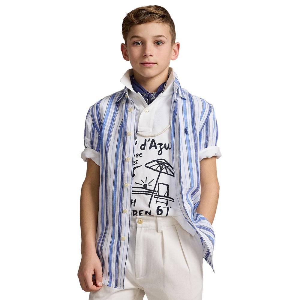 Polo Ralph Lauren Big Boys Striped Linen Short-Sleeve Shirt