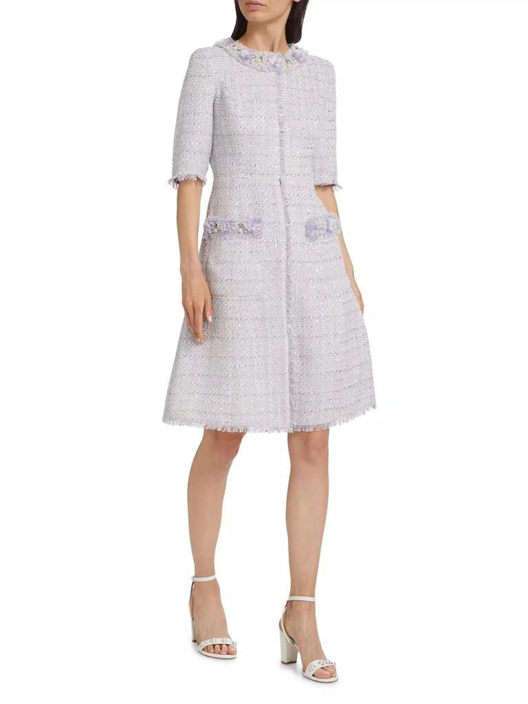 Teri Jon Beaded Twim Metallic Tweed Cocktail Dress 2