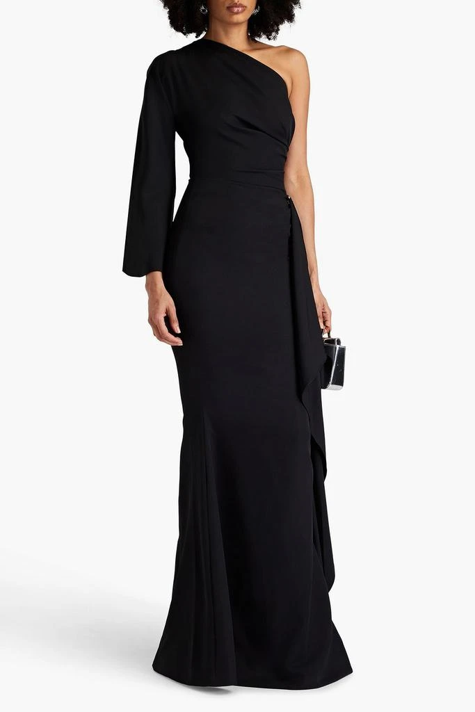 RHEA COSTA One-sleeve draped stretch-jersey gown 2