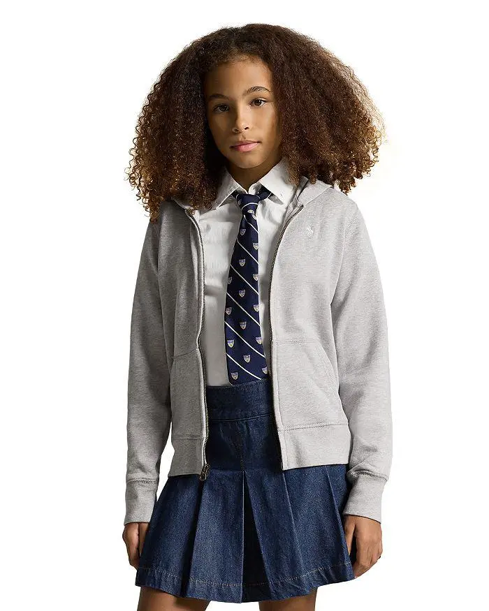 Ralph Lauren Girls' French Terry Zip-Up Hoodie - Big Kid