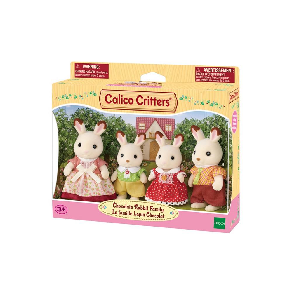 Calico Critters Chocolate Rabbit Family, Set of 4 Collectable Doll Figures