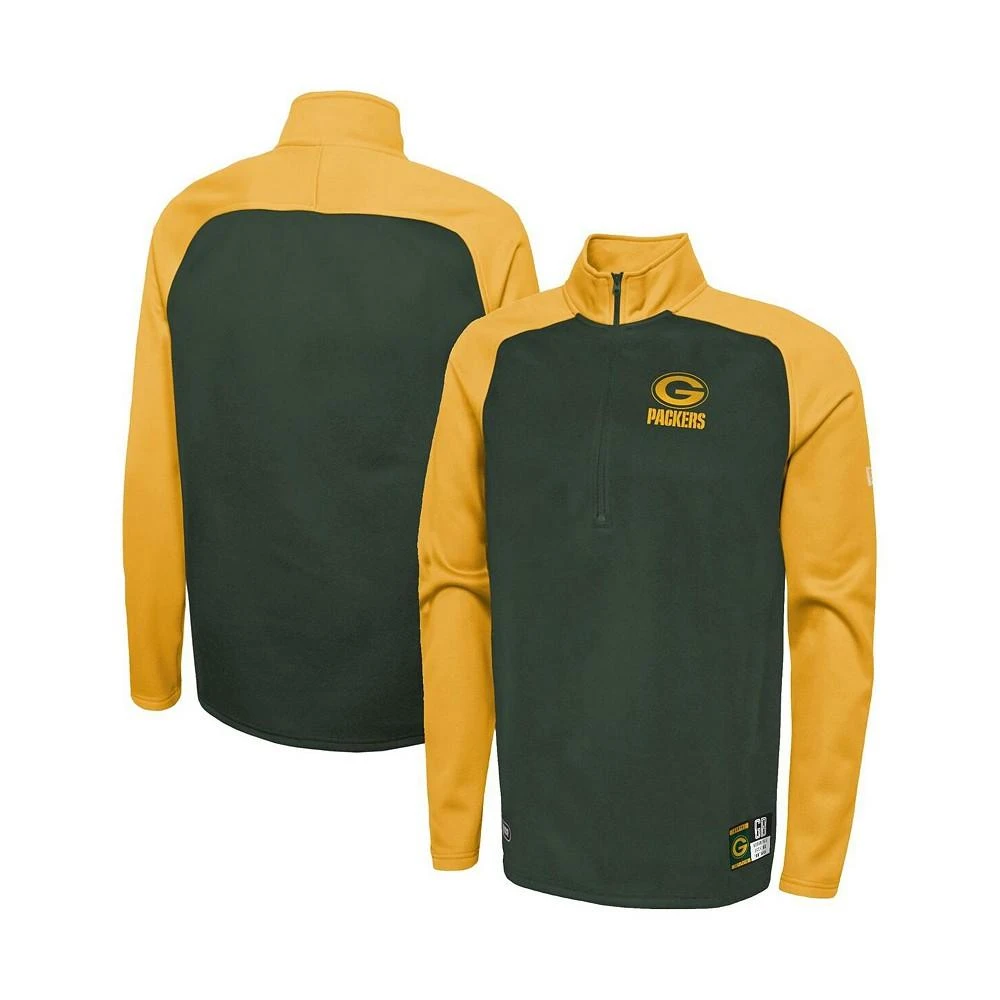 New Era Men's Green Green Bay Packers Combine Authentic O-Line Raglan Half-Zip Jacket 1