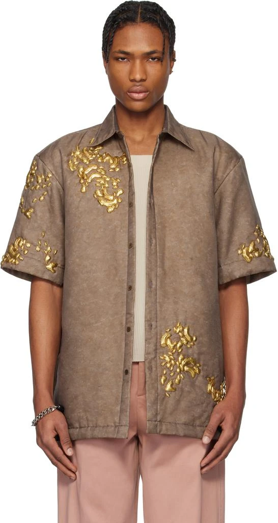 Dries Van Noten Brown Graphic Hardware Shirt 1