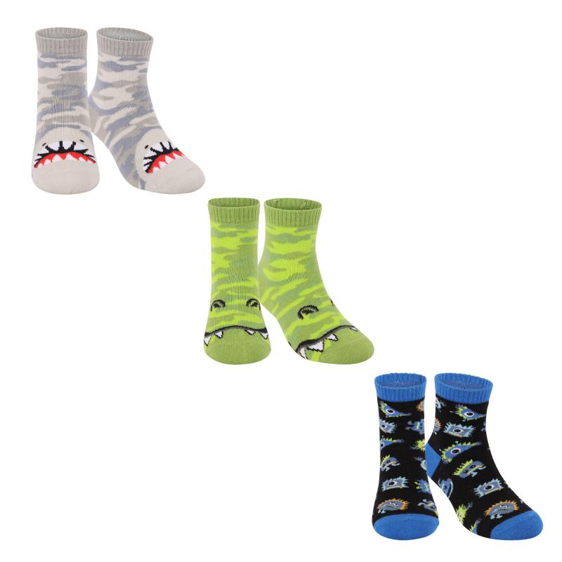 OMG! Accessories Camo print set of monsters socks in black green and grey