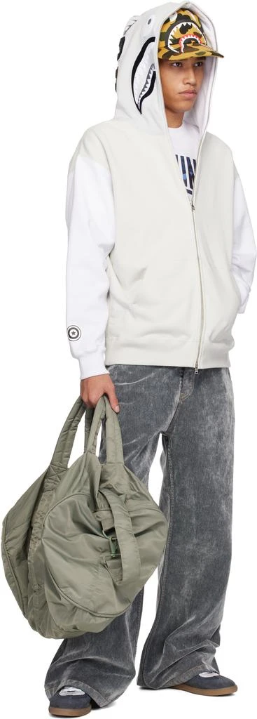 Bape White & Gray Shark Full Zip #1 Hoodie 4