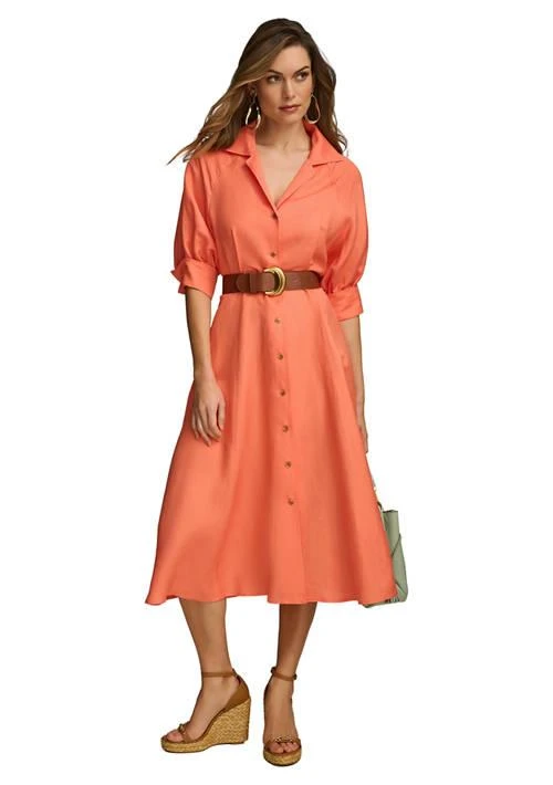 Donna Karan Women's Collared Belted Waist Fit and Flare Dress - Free  Shipping - BeyondStyle
