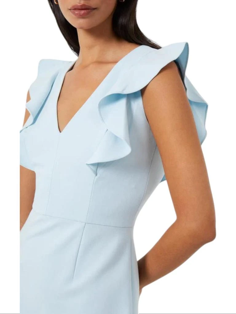 French Connection Whisper Ruffle V Neck Dress In Light Dream Blue 3