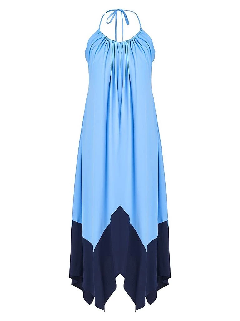 sachin and babi light blue dress 2010s Halston Heritage, Fuschia #Ruched Acetite Blend Halter Dress,  #minidress with a side zipper and four snaps on the halter. #fashiondesign main image 0