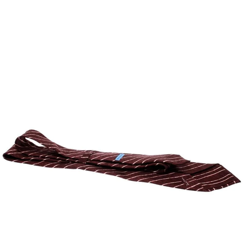 BVLGARI Bvlgari X Davide Pizzigoni Burgundy Diagonal Striped Silk Seven Fold Tie 4
