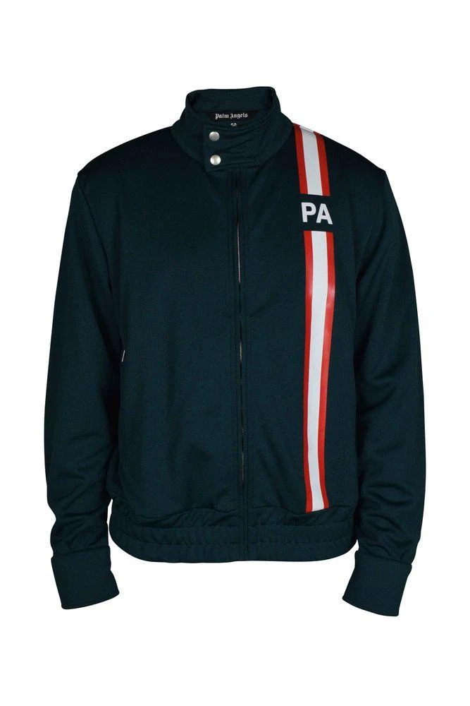 Palm Angels High Collar Green Vest With Zipper Closure