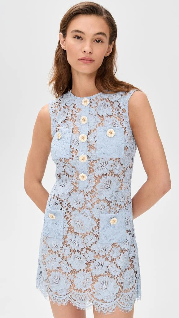 Self Portrait Blue Fine Lace Mini Dress 2