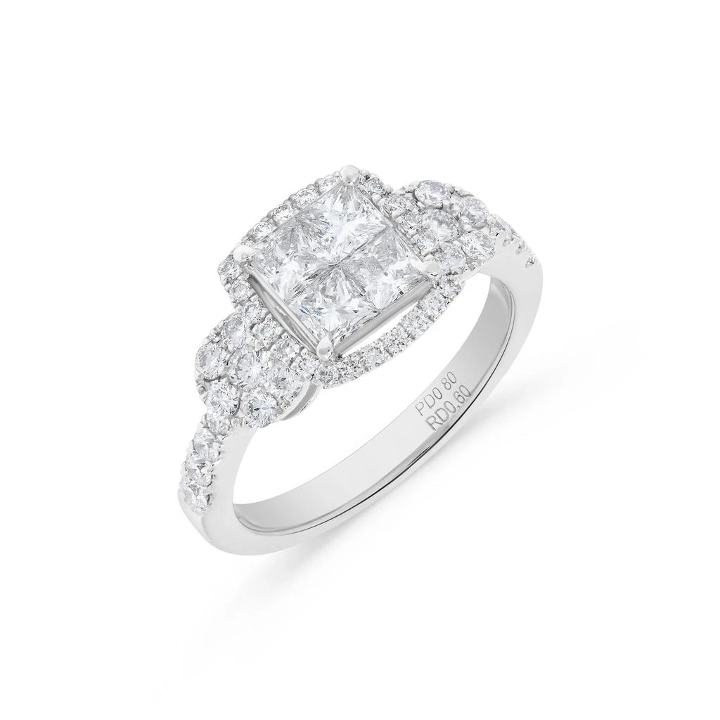 H.J. Namdar 1.4 ct tw Princess Diamond Cluster Ring Platinum Platinum Natural Diamonds Size 6