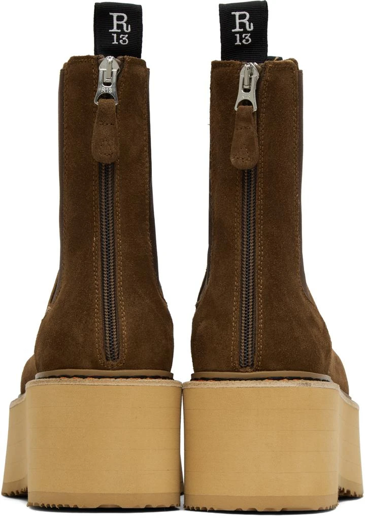R13 Brown Double Stack Chelsea Boots 2