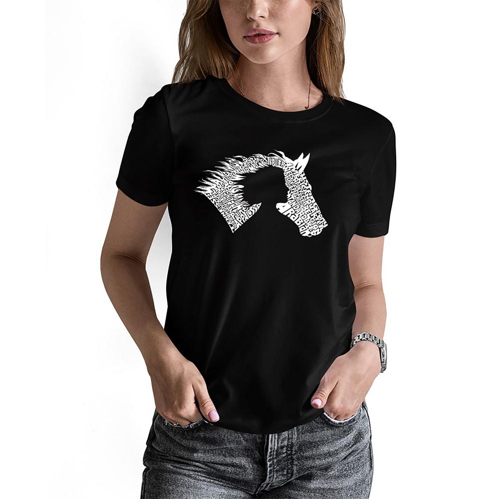 LA Pop Art Women's Word Art Girl Horse T-Shirt