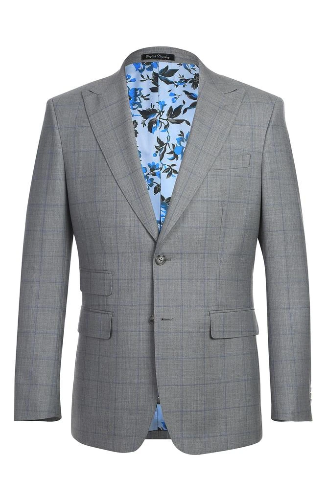 English Laundry Plaid Trim Fit Wool Blend Two-Piece Suit 8