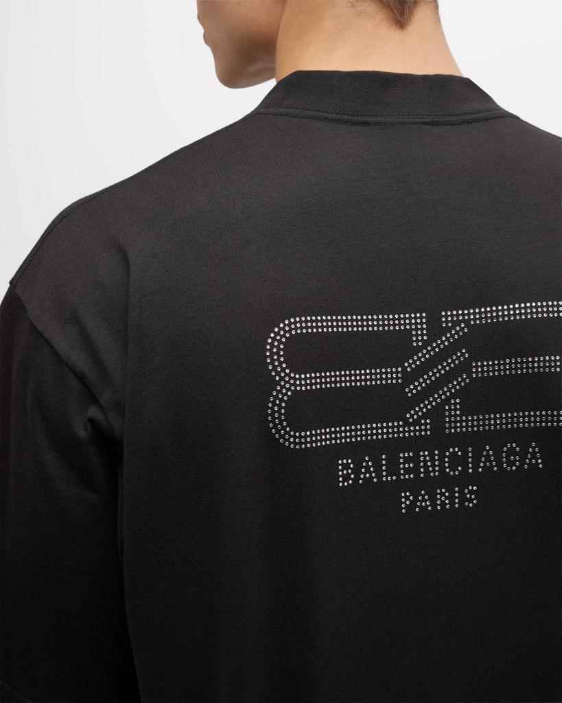 Balenciaga BB Paris Strass T Shirt Medium Fit - T-Shirts