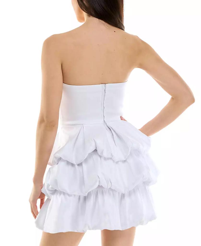 Emerald Sundae Women's Strapless Satin Bubble-Skirt Mini Dress