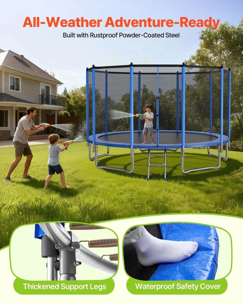 VVOR Outdoor Trampoline, 15FT Round Recreational Trampoline with Enclosure Net, ASTM Approved, Heavy Duty Trampolines, Max 470 lbs Weight Capacity, Anti-Rust Backyard Trampolines for Kids 
Adults 5