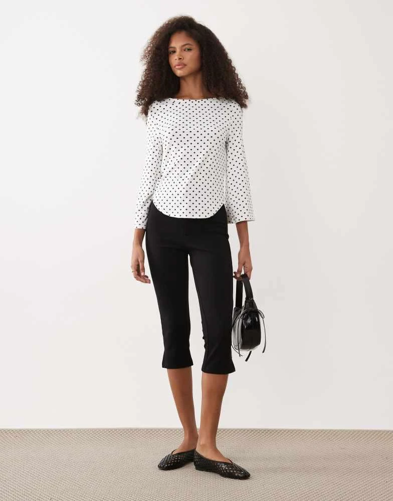 ASOS ASOS DESIGN long sleeve with boat neck top in mono spot 2