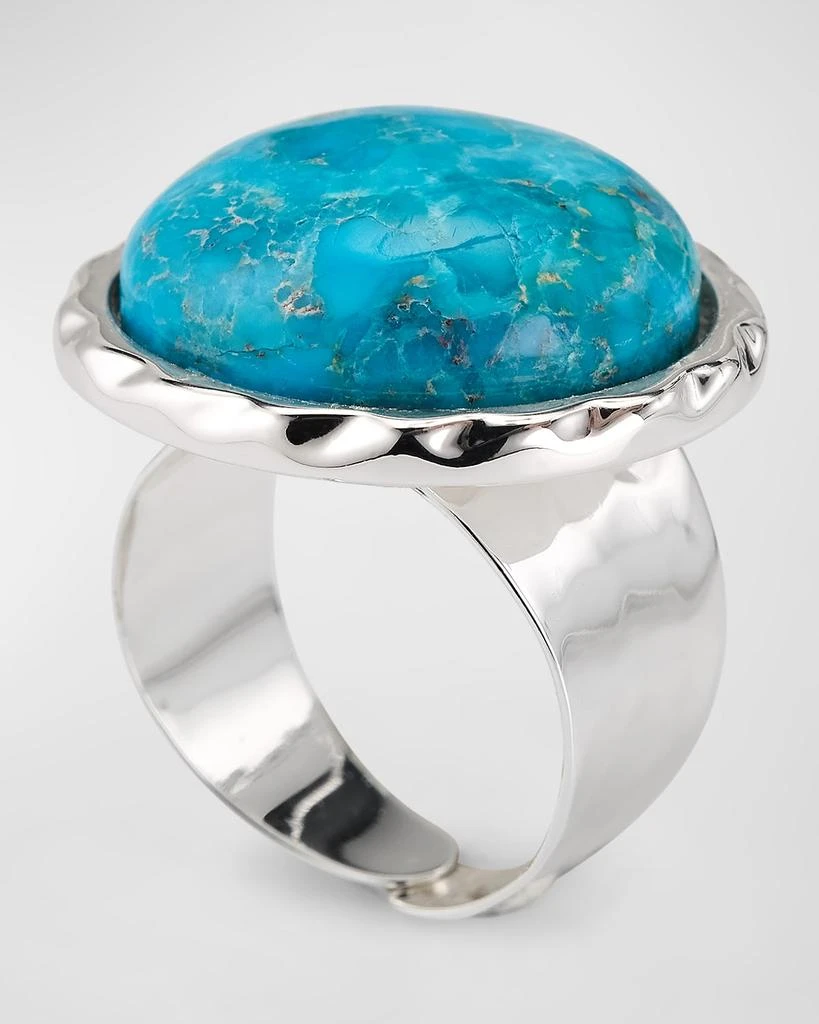 NEST Jewelry Turquoise and Silver Bezel Adjustable Statement Ring 3