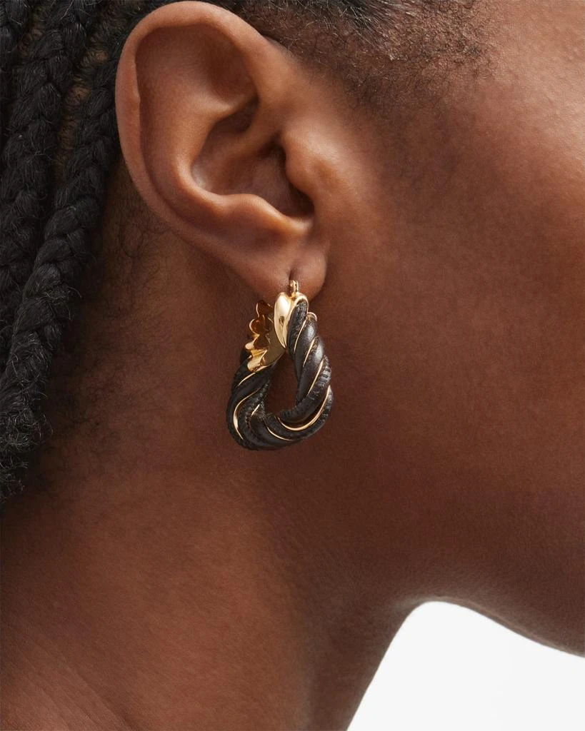 Bottega Veneta Leather Twist Triangle Hoop Earrings 2
