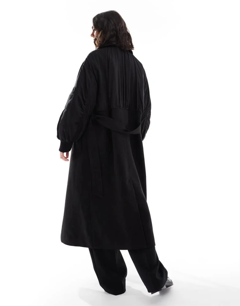 ASOS ASOS DESIGN spliced formal bomber coat in black 2