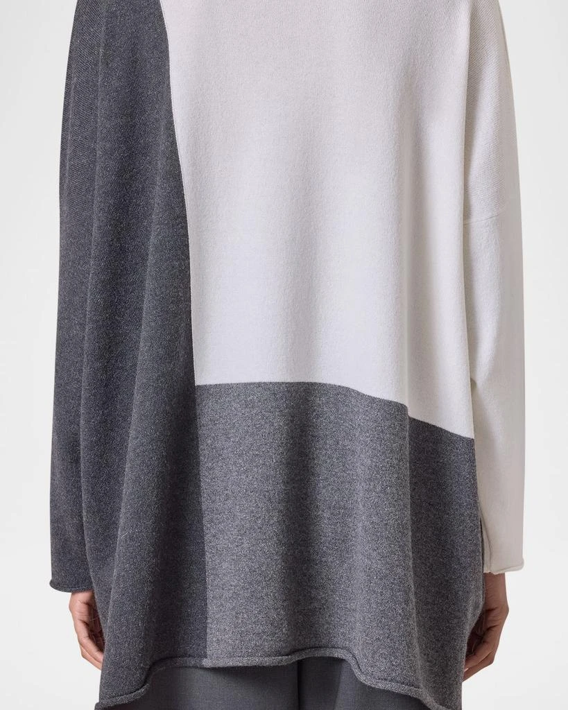 Eskandar Color Block Cashmere Bateau-Neck Sweater (Long Length) 5