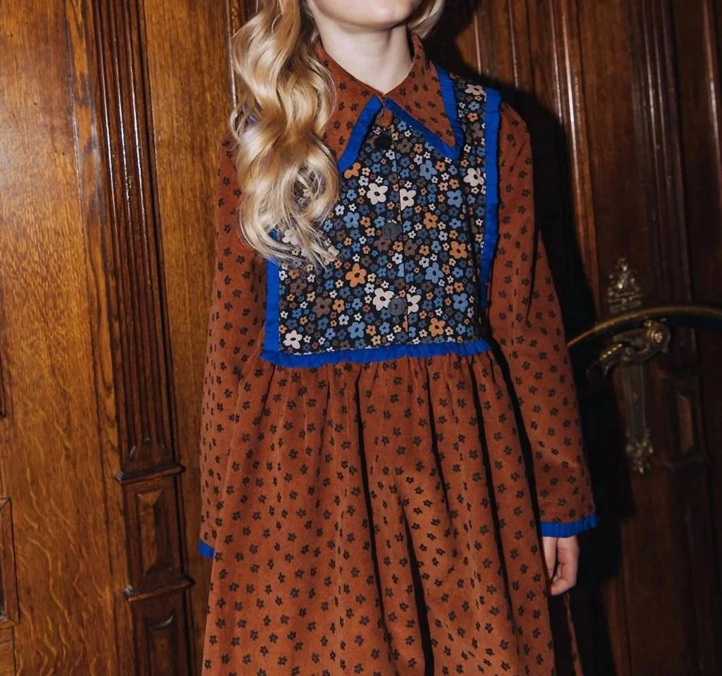 brown dress with blue flowers BROWN BLUE FLORAL MAXI DRESS main image 0