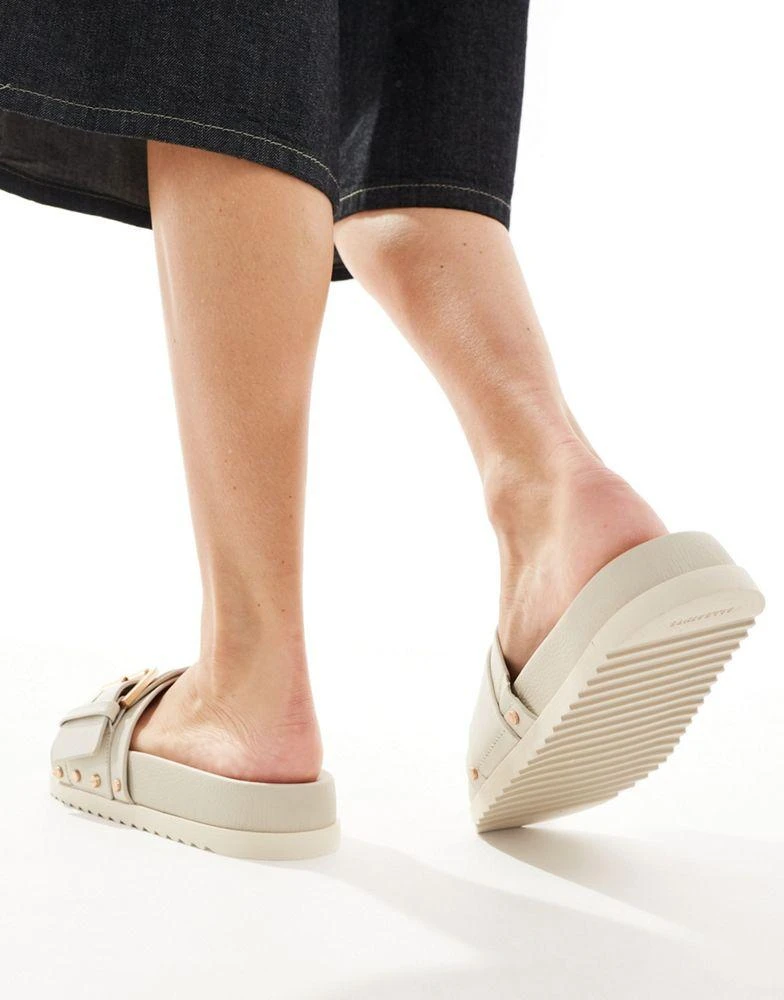 ALL SAINTS AllSaints Ellie leather stud sliders in off white 4