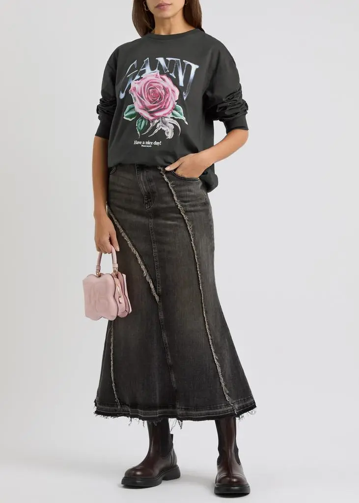 Ganni Logo printed cotton top 4