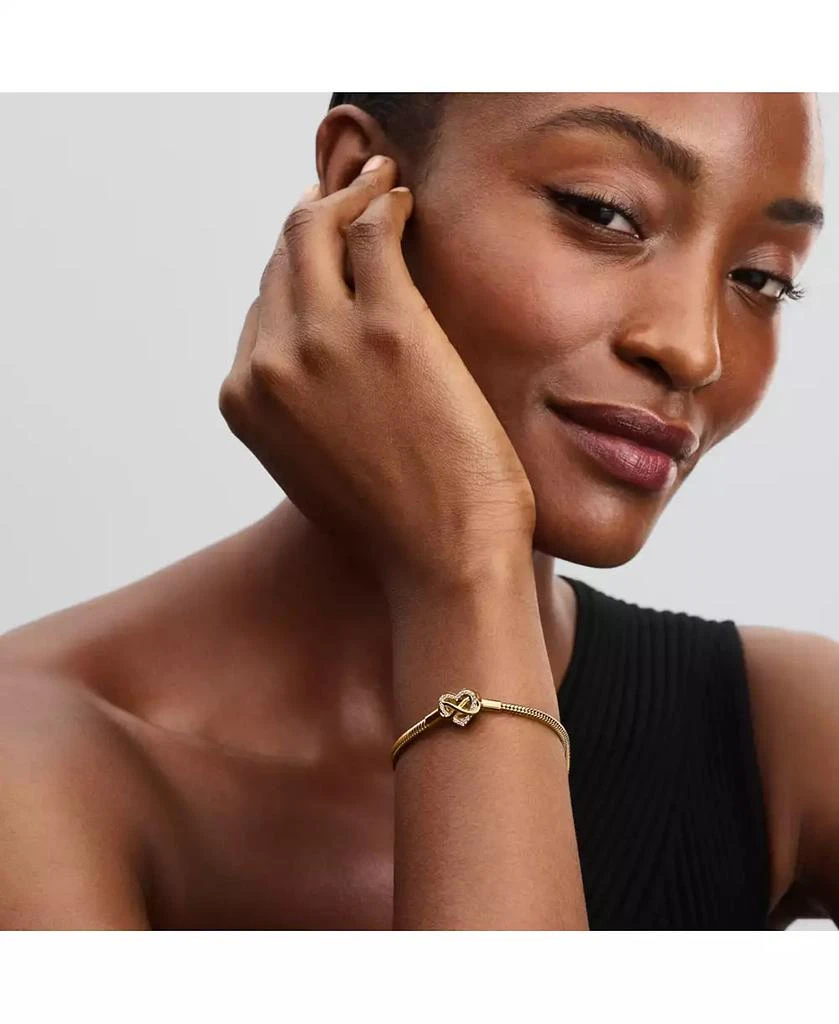 PANDORA 14K Gold-Plated Sparkling Infinity Heart Clasp Snake Chain Bracelet 4