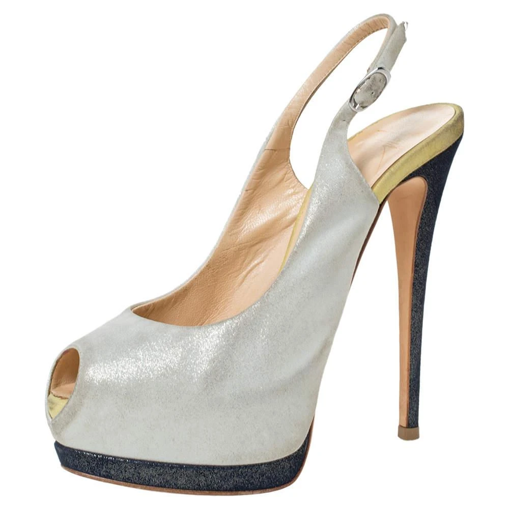 Giuseppe Zanotti Guiseppe Zannotti Tri Color Nubuck Peep Toe Slingback Platform Sandals Size 36.5 1