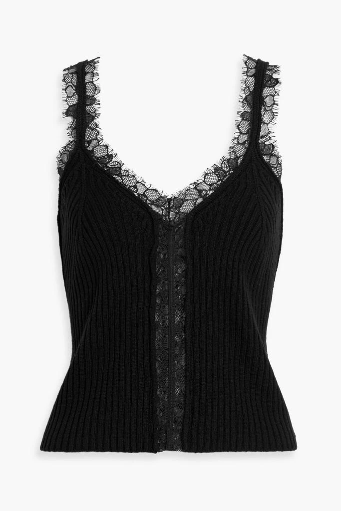 SIMKHAI Elsie lace-trimmed ribbed wool and cashmere-blend camisole 1