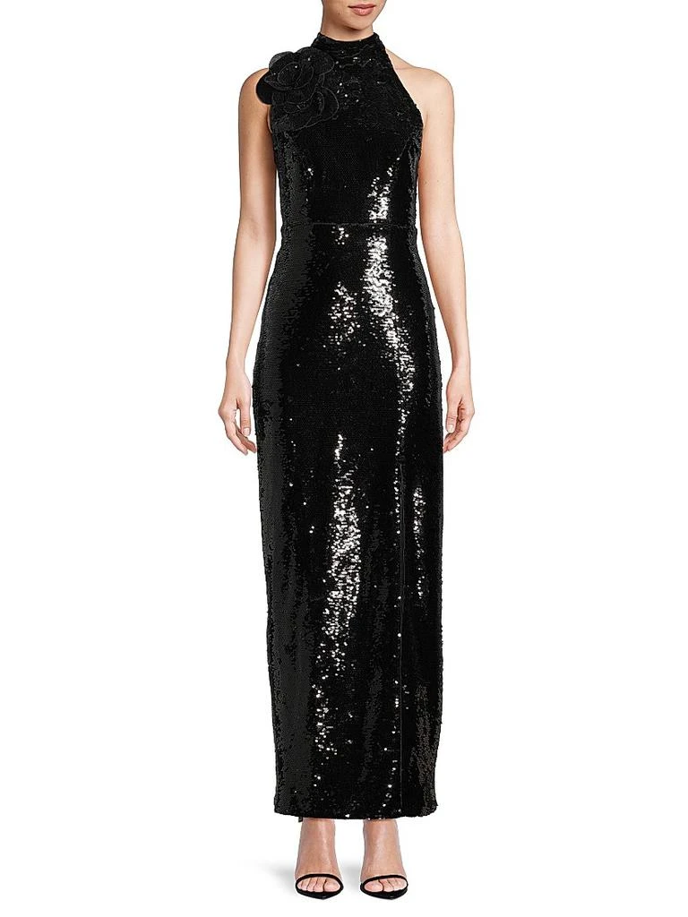 Milly Sabine Sequined Rosette Column Gown 3
