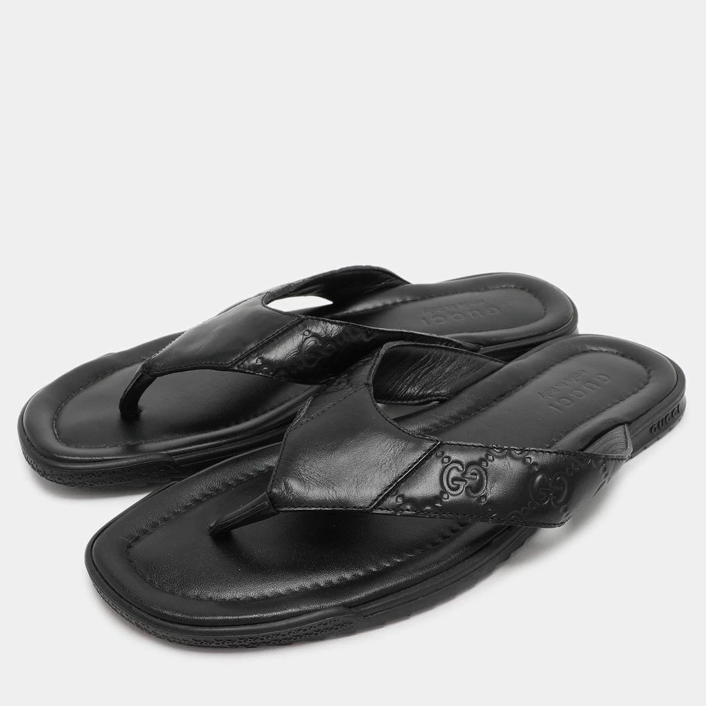 Gucci Gucci Black Guccissima Leather Criss Cross Flat Slides Size 43 2
