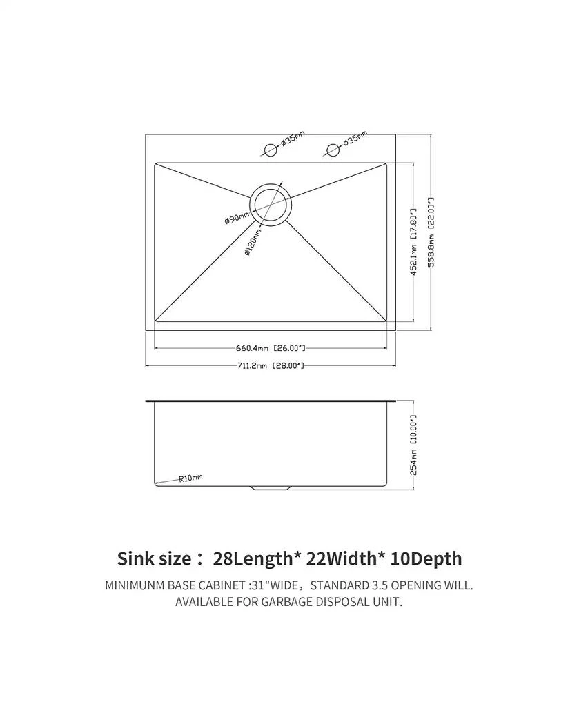 Flynama huluwat 28x22x10inch Gunmetal Black Kitchen Sink Drop In Topmount Stainless Steel 16 Gauge 8