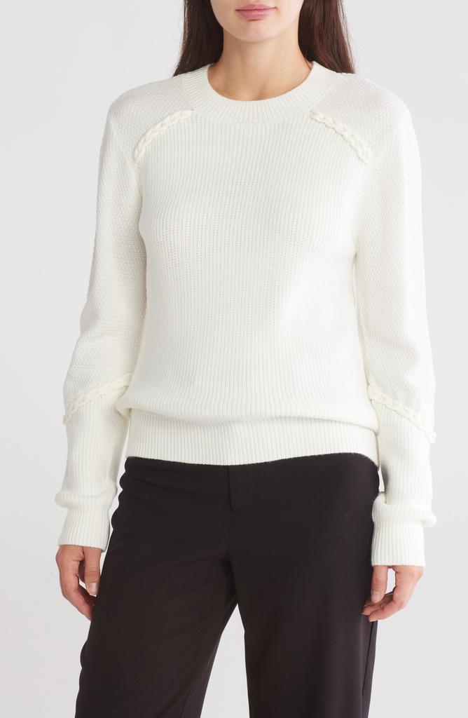 Ellen Tracy Crewneck Braided Trim Sweater