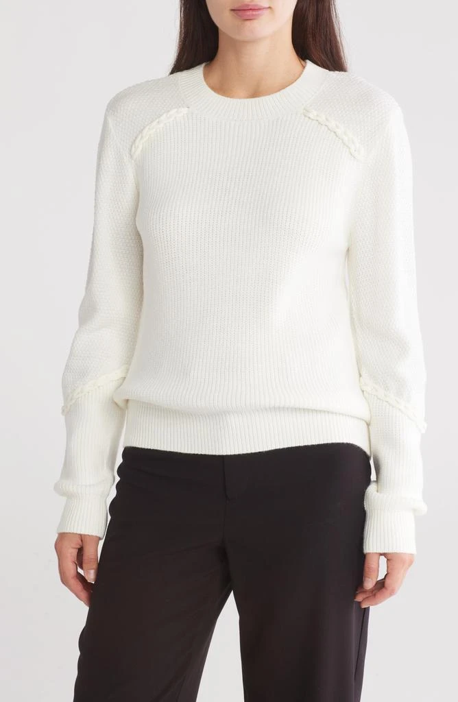 Ellen Tracy Crewneck Braided Trim Sweater 1