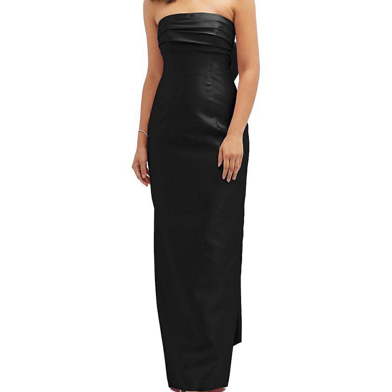 Alfred Sung Strapless Draped Bodice Column Dress With Oversized Bow D856