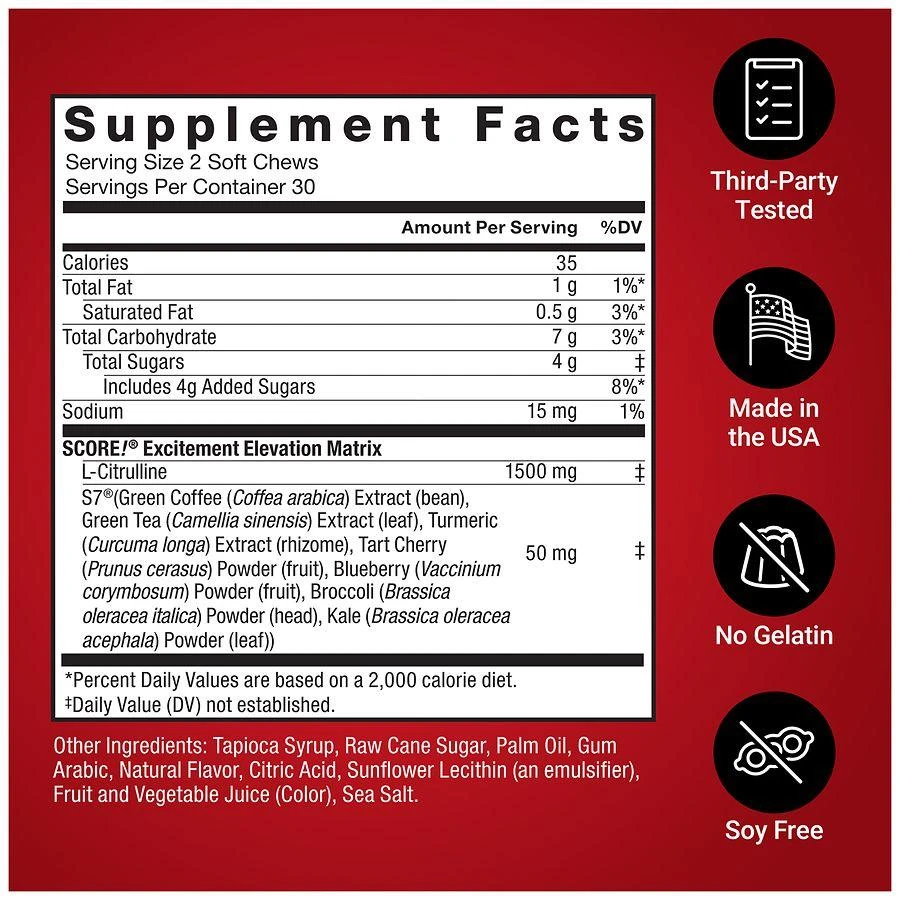 Force Factor SCORE! Soft Chews Libido Booster Passionate Berry 4