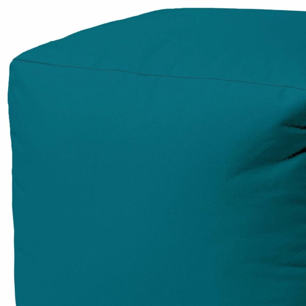 Homezia 17" Cool Dark Teal Solid Color Indoor Outdoor Pouf Ottoman 5