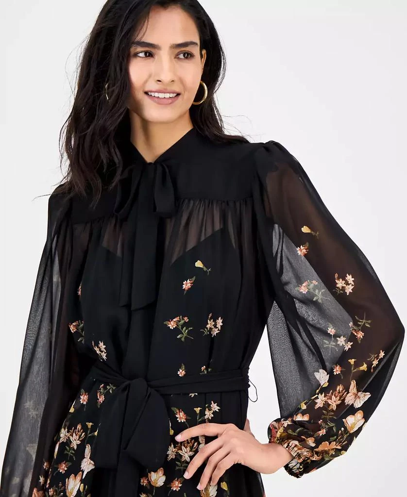 Tahari Women's Tie-Neck Belted Long-Sleeve Dress 4