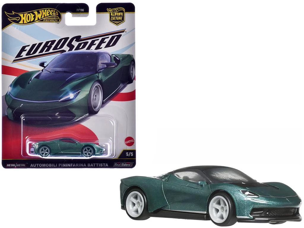 Hotwheels Automobili Pininfarina Battista Green Metallic with Black Top "Euro Speed" Series