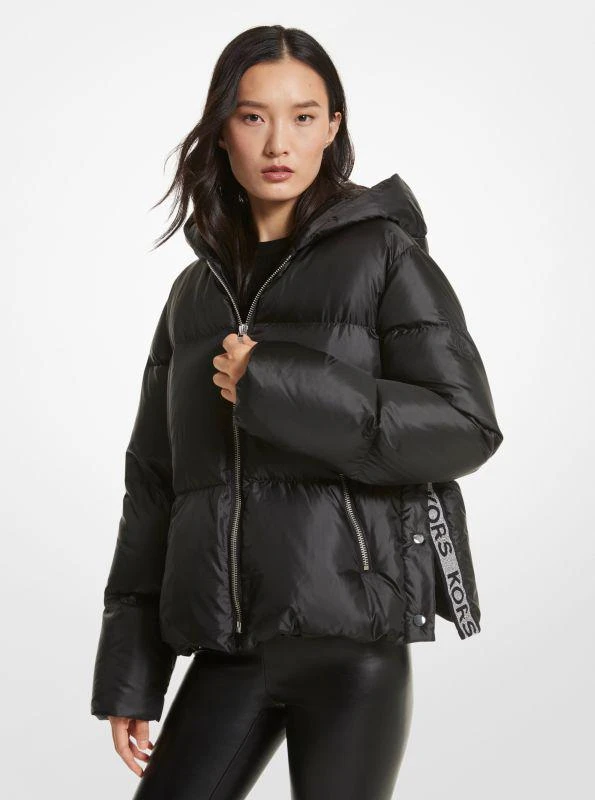 michael_kors Metallic Ciré Logo Tape Puffer Jacket 1