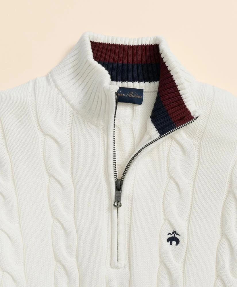 Brooks Brothers Cable Knit Tennis Quarter-Zip Sweater in Supima® Cotton 5
