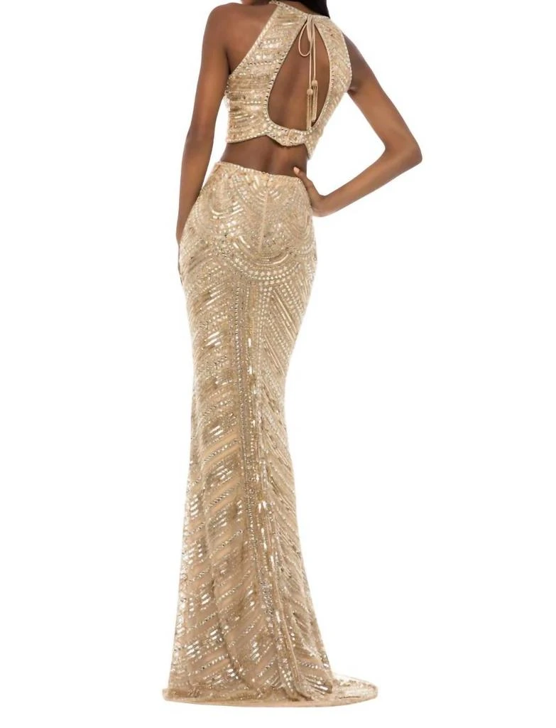 Sherri Hill Two-Piece Sequin Prom Dress In Gold 2