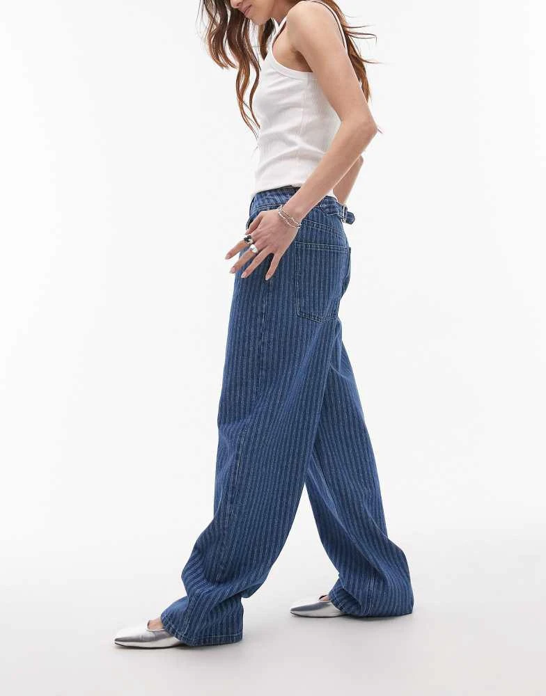 Topshop Topshop Cinch low rise relaxed jean in blue stripe 3
