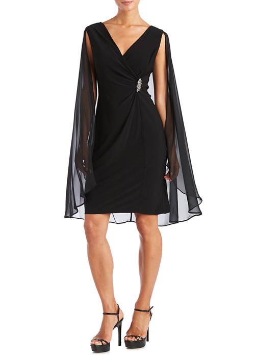 R & M Richards M Richards Petite Chiffon Duster Cape Surplice Wrap Dress