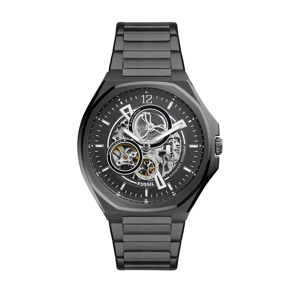 Fossil Men's Evanston Automatic, Black-Tone Stainless Steel Watch 1